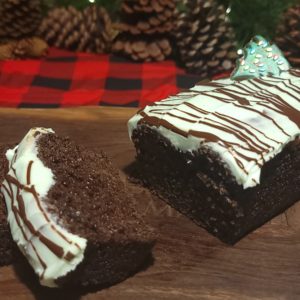 After Eight Loaf (a dark luscious chocolate loaf laced with peppermint & topped with mint infused white chocolate ganache)