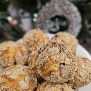 Santa's Favourite Muffin each (apple, tart cherries, dried cranberries, sliced almonds & coconut)