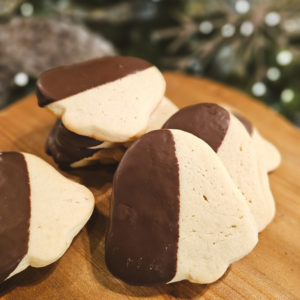 Chocolate Dipped Christmas Sugar Cookies (hand dunked in molten chocolate!)