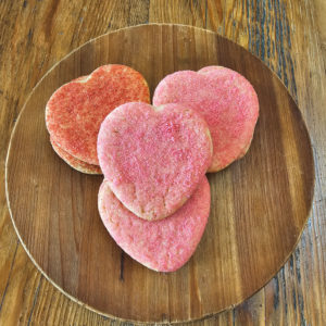 Valentine Sugar Cookies (heart shaped cookies sprinkled with colourful sugar!)
