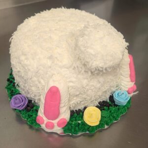 Easter Down the Rabbit Hole Cake 9" (vanilla cake, gooey caramel filling, vanilla buttercream icing, serves 4-6)