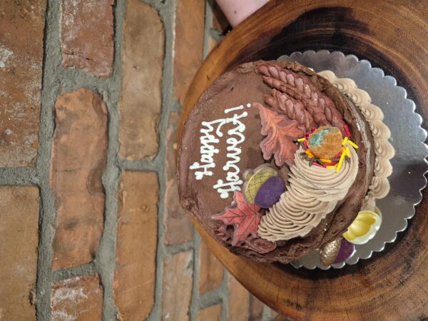 Cornucopia Harvest Cake 6" Serves 4-6 (Chocolate cake, fudge filling, chocolate buttercream icing)