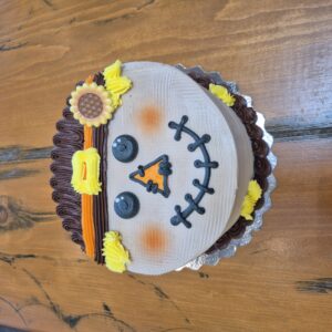 Scarecrow Cake 9" serves 6-8 (Chocolate cake, cookie dough icing, chocolate chip filling)